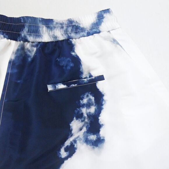 ALEXANDER MCQUEEN Blue Sky Tie Dye Pull On Shorts XL / 10 Clouds Drawstring NWT - Picture 11 of 14